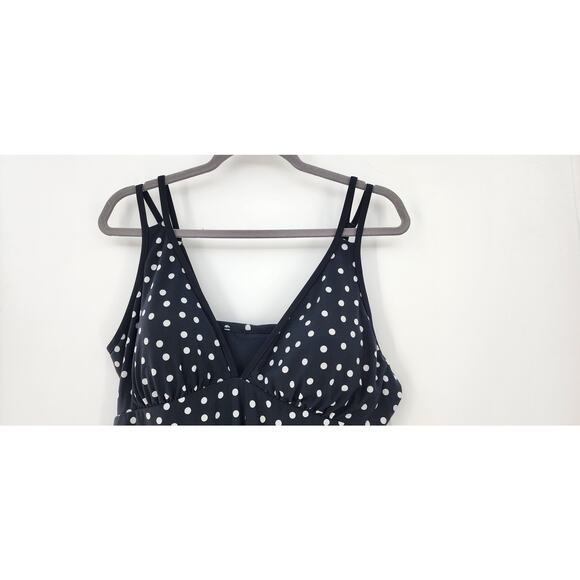 New NWT Trimshaper One Piece Plus Size Polka Dot Swimsuit Dress 18 Black White - Picture 8 of 15